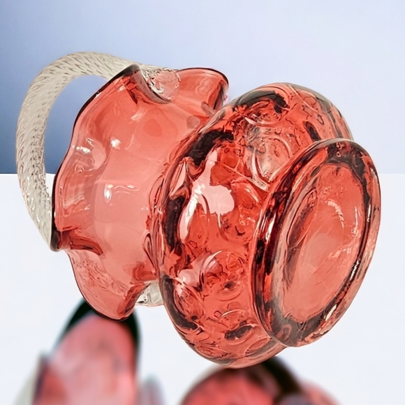 Vintage Fenton Cranberry Coin Dot Basket - Picture 6 of 7